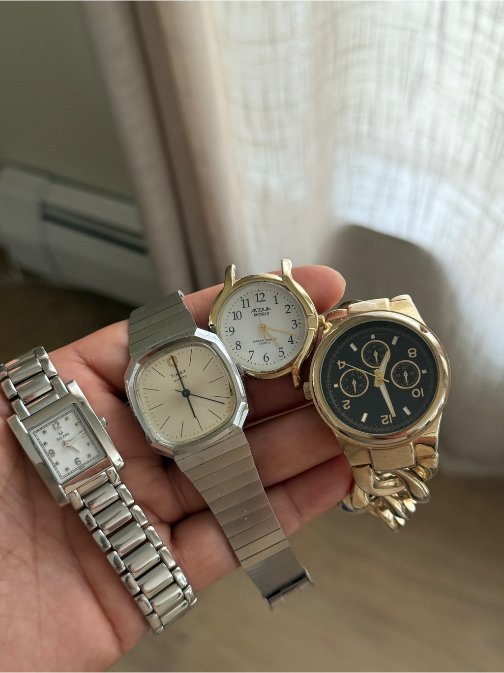 Vintage Mixed Watch Lot - Gold & Silver Bulova /Timex (Not Working )